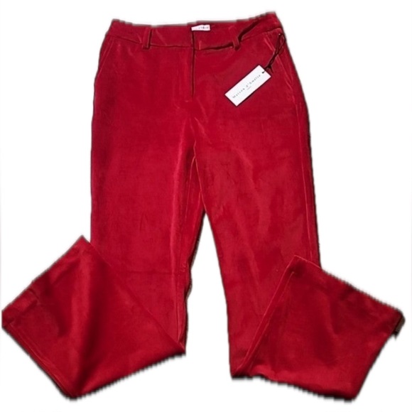 Maison d'Amelie Paris Red Velveteen Trouser Pants Women's Size 2/4 - Picture 4 of 16